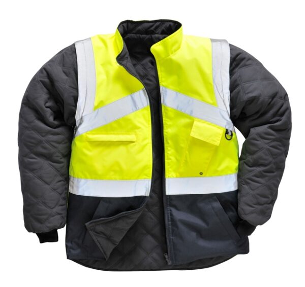BLOUSON HAUTE VISIBILITE MATELASSE 4 EN 1. EN ISO 13688, EN ISO 20471 CLASSE 1. TXS À 4XL - JAUNE/MARINE
