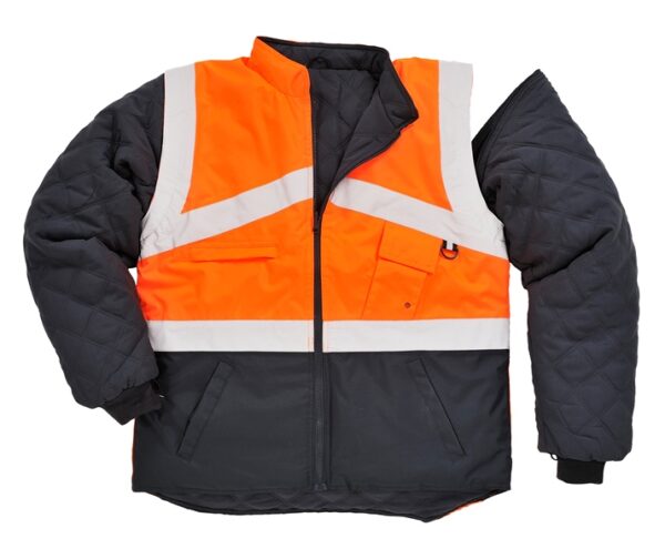 BLOUSON HAUTE VISIBILITE MATELASSE 4 EN 1. EN ISO 13688, EN ISO 20471 CLASSE 1. TS À XXL - ORANGE/MARINE