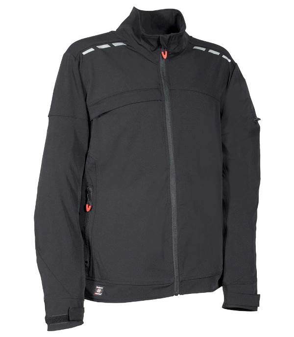 BLOUSON TECHSHELL WORKWEAR. 94% NYLON / 6% ELASTHANNE, 250 g/m². EN ISO 13688. T42 À 62 - NOIR