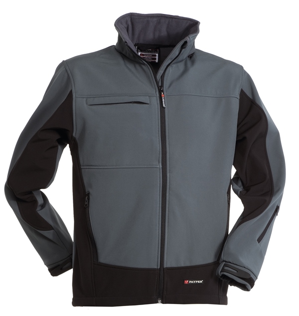 BLOUSON TECH-LINE UNISEXE BICOLORE SOFTSHELL 330. NYLON / ELASTHANNE / POLAIRE / MEMBRANE TPU, 330 G/M² - TXS A 5XL - GRIS ACIER/NOIR