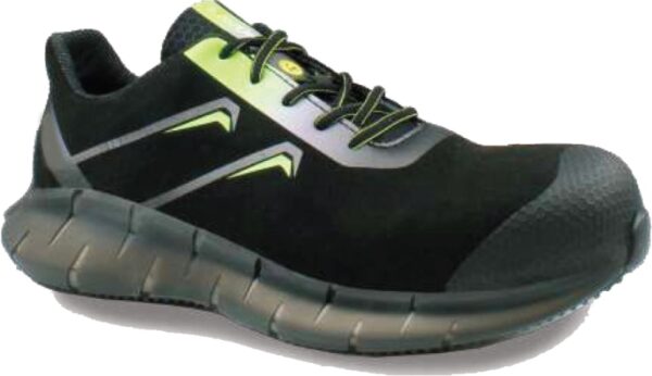 TENNIS ULTRA-LEGERE DE SECURITE HOMME, BOOST ENERGY, NOIR/VERT, ULTRA-CONFORTABLE, ESD - CE EN ISO 20345 S3 SRC ESD - 39/47