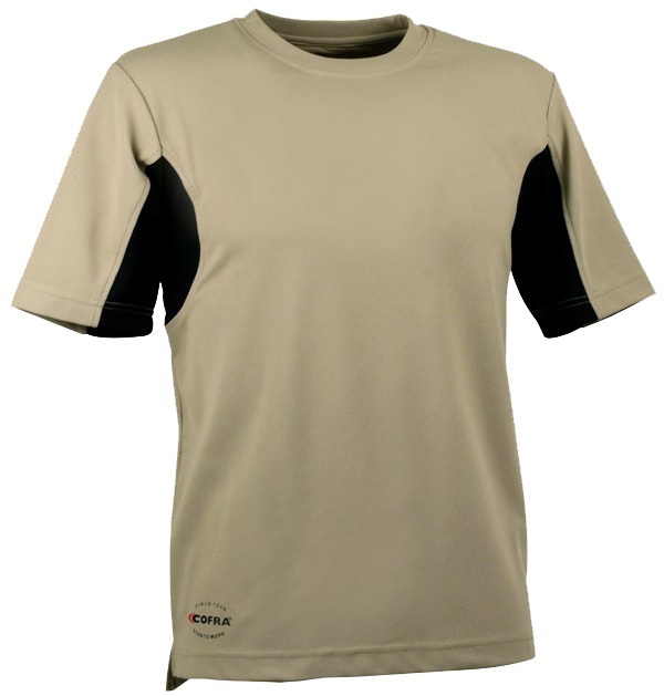 TEE-SHIRT MANCHES COURTES COOLDRY COL ROND WORKWEAR. 100% COOLDRY®, 165 G/M². TS À 4XL - BEIGE/NOIR