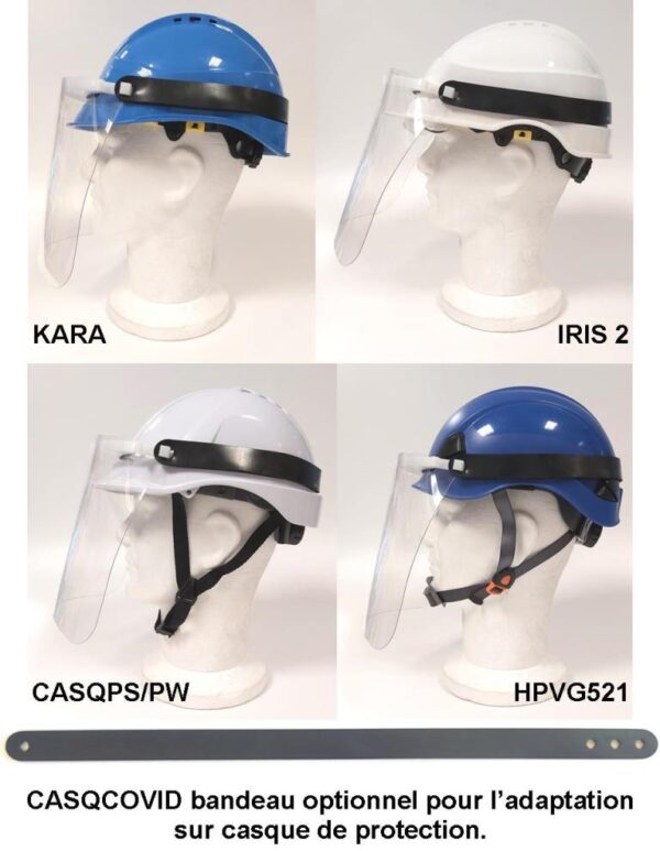 BANDEAU SPECIAL POUR ADAPTATION DE LA VISIERE EVACOVID SUR CASQUE DE PROTECTION