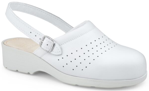 SABOT DE SECURITE FEMME, SERVICES/COLLECTIVITES, TALON HAUT, BLANC AERE À BRIDE - CE EN ISO 20345 SB E FO SRC - 35/42