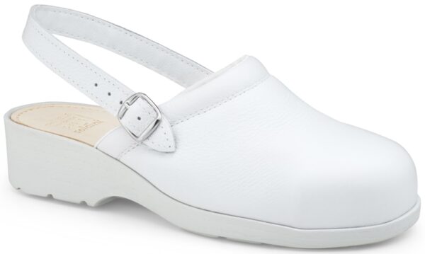 SABOT DE SECURITE FEMME, TALON HAUT, A BRIDE, BLANC, CHR - CE EN ISO 20345 SB E FO SRC - 35/41