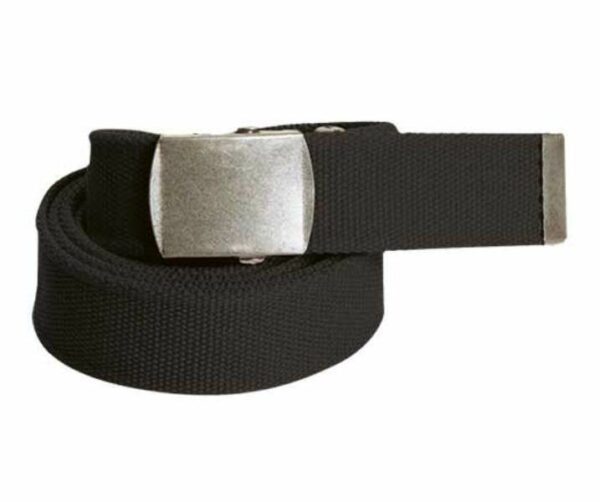 CEINTURON TOILE NOIRE BOUCLE METALLIQUE POUR PANTALON PROFESSIONNEL - LONGUEUR 140 CM (REDECOUPABLE).