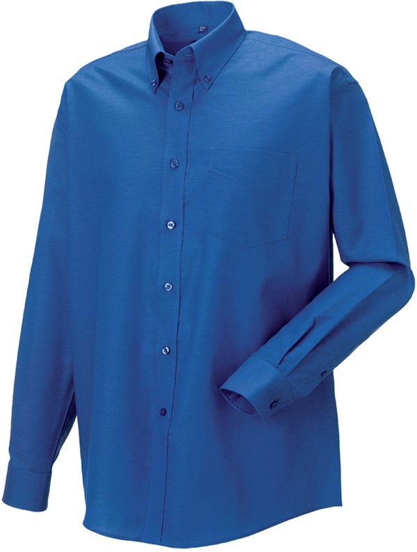 CHEMISE HOMME MANCHES LONGUES. COTON OXFORD / POLYESTER. TS A 6XL - BLEU FONCE