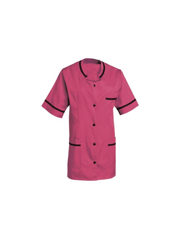 TUNIQUE CLARA. PRESSIONS MANCHES COURTES. UNI POLYESTER / COTON. T0 (36/38) à 6 (60/62) - RHODAMINE