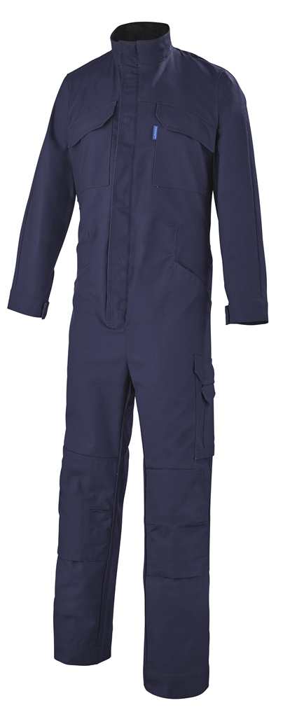 COMBINAISON HOMME 1 ZIP POCHES GENOUX 100% METAL FREE KLINE. COTON / POLYESTER, 300 G/M². EN ISO 13688, EN 14404 A1. T36/38 à 60/62 - MARINE