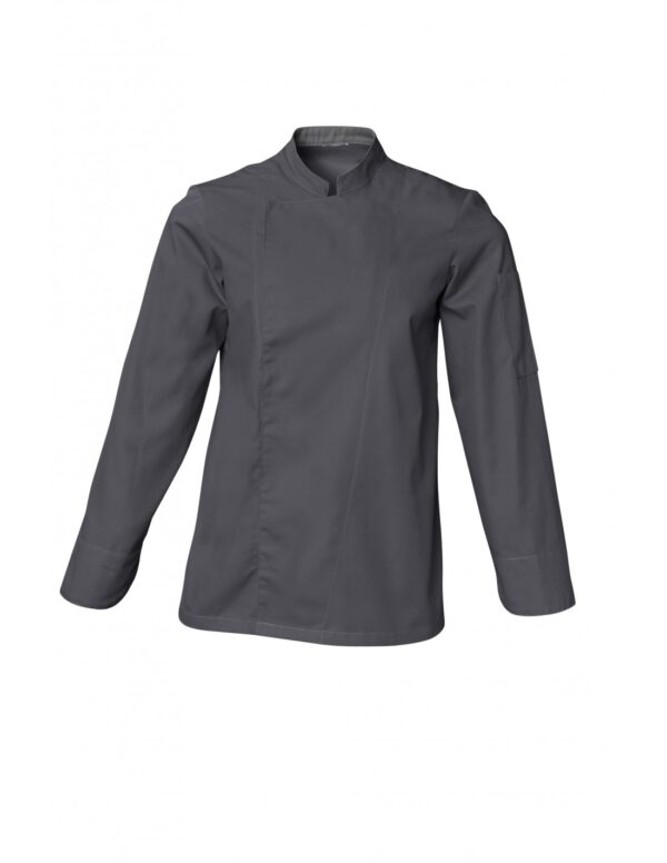 VESTE COOKIE. PRESSIONS MANCHES LONGUES. UNI POLYESTER / COTON. T0 (36/38) à 6 (60/62) - GRIS FONCE