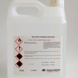 BIDON DE 5L DE SOLUTION HYDROALCOOLIQUE AVEC POMPE DOSEUSE - DISPOSITIF CONTRE LA PROPAGATION DU COVID