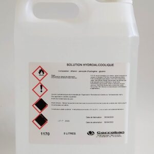 BIDON DE 5L DE SOLUTION HYDROALCOOLIQUE SANS POMPE DOSEUSE - DISPOSITIF CONTRE LA PROPAGATION DU COVID