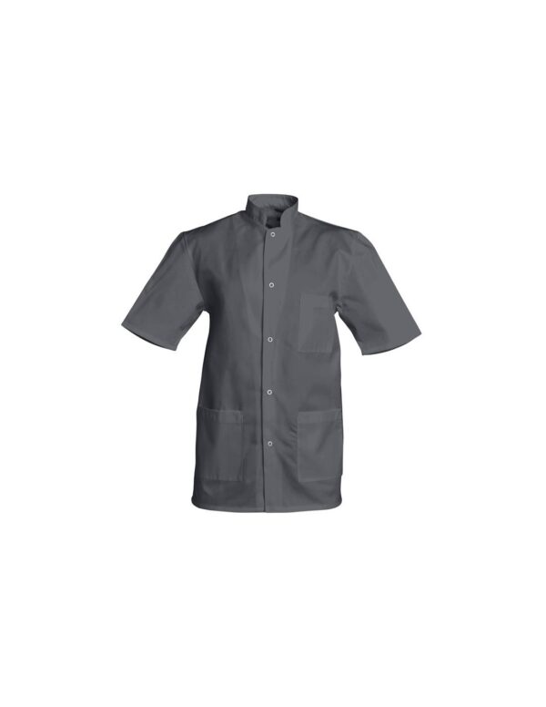 TUNIQUE DENIS. PRESSIONS MANCHES COURTES. UNI POLYESTER / COTON. T0 (36/38) à 6 (60/62) - GRIS FONCE