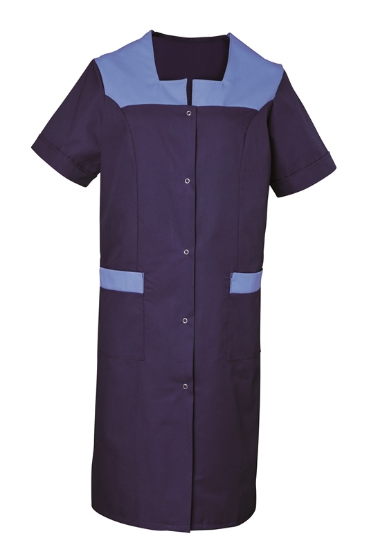 BLOUSE DIANE. PRESSIONS MANCHES COURTES. UNI POLYESTER / COTON. T0 (36/38) à 6 (60/62) - MARINE