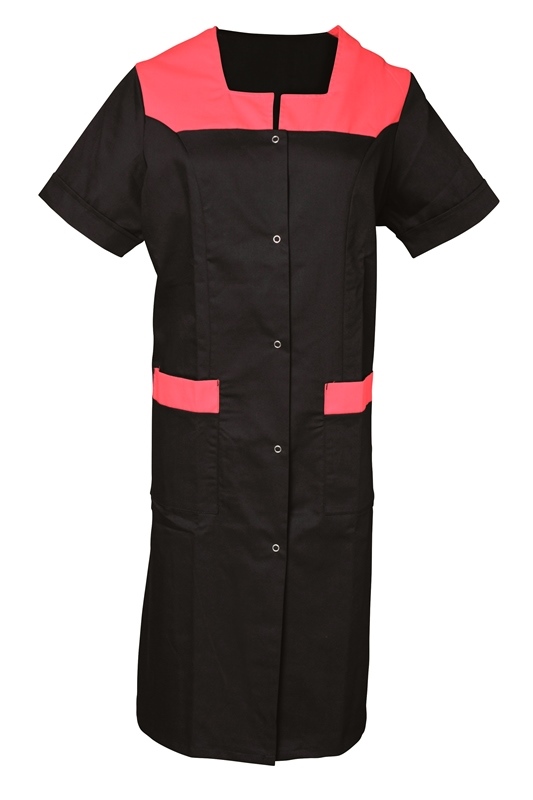 BLOUSE DIANE. PRESSIONS MANCHES COURTES. UNI POLYESTER / COTON. T0 (36/38) à 6 (60/62) - NOIR