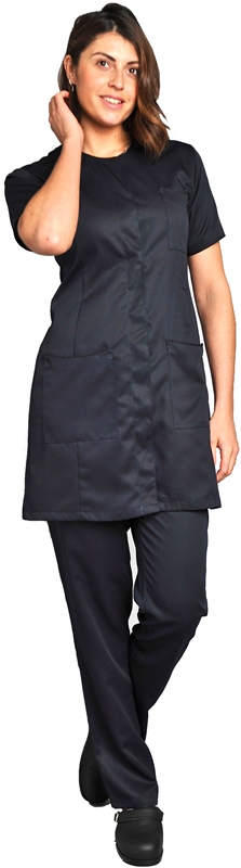 BLOUSE ELIN PRESSIONS MANCHES COURTES. UNI 50% TENCEL / 50% POLYESTER. T36/38 A 60/62 - NOIR