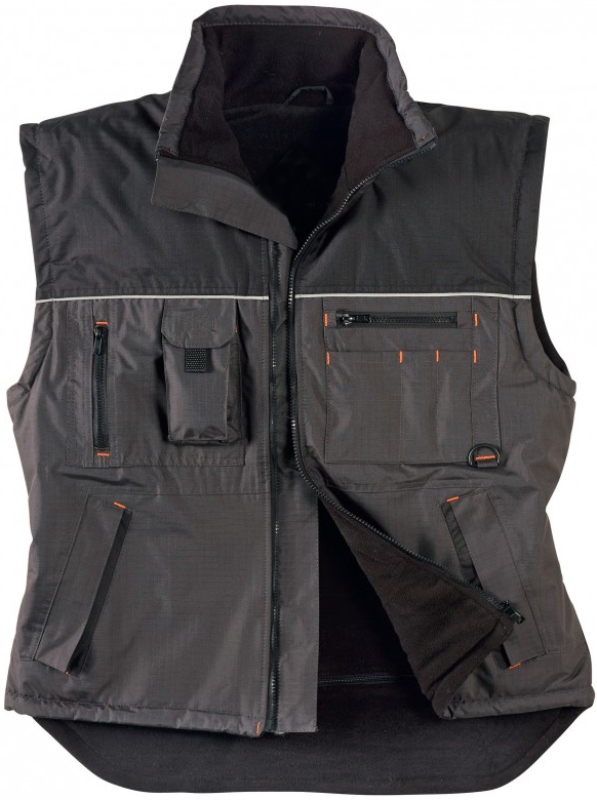 GILET UNISEXE MULTIPOCHES EXTRA CONFORT EXPERT. 100% POLYESTER RIPSTOP / POLAIRE, 280 G/M². TS A 3XL - GRIS/NOIR