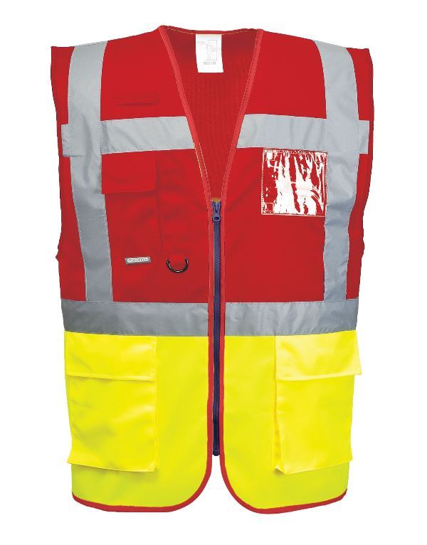 GILET HAUTE VISIBILITE BICOLORE MULTIPOCHES. 100% POLYESTER, 125 G/M². EN 13688, EN ISO 20471 CL1. TS A 3XL - JAUNE/ROUGE