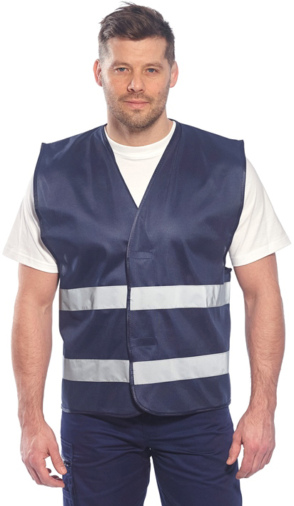 GILET VIGILE UNISEXE SECURITE REFLECT. 100% POLYESTER, 125 G/M² - TS/M A XXL/3XL - MARINE