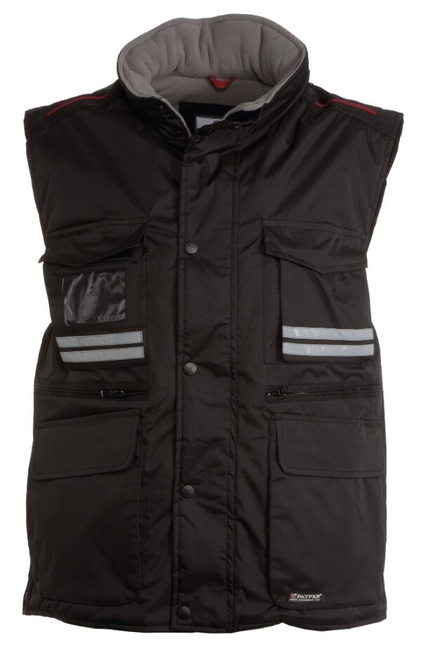 GILET HOMME BADGE SYSTEM RIPSTOP MATELASSE. 100% POLYESTER RIPSTOP 240T 180 G/M². EN ISO 13688. TS à 3XL - NOIR