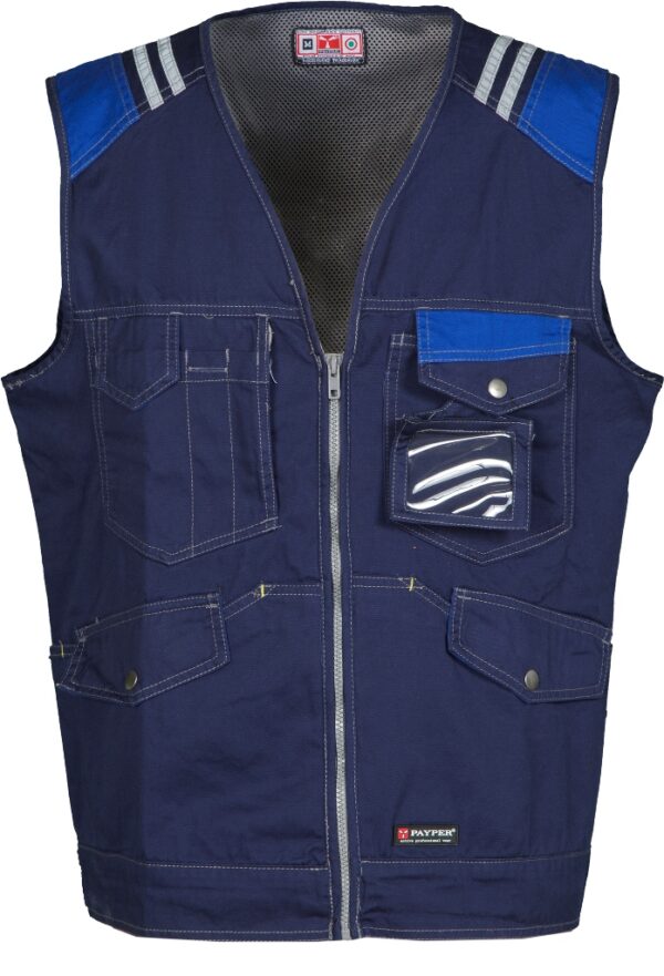 GILET UNISEXE BADGE SYSTEM BICOLORE. 100% COTON TWILL 250 G/M². EN ISO 13688. TXS à 3XL - MARINE/BLEU ROYAL
