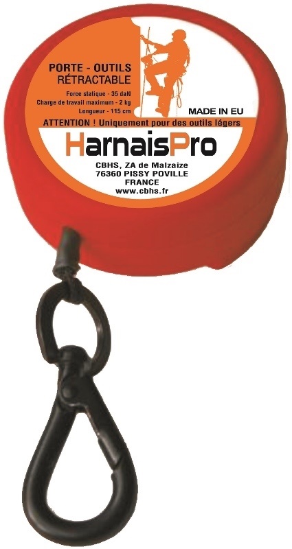 PORTE OUTIL RETRACTABLE, RAPPEL DE CHARGE AUTOMATIQUE. POIDS 120 G. PROTOOL HARNAISPRO.