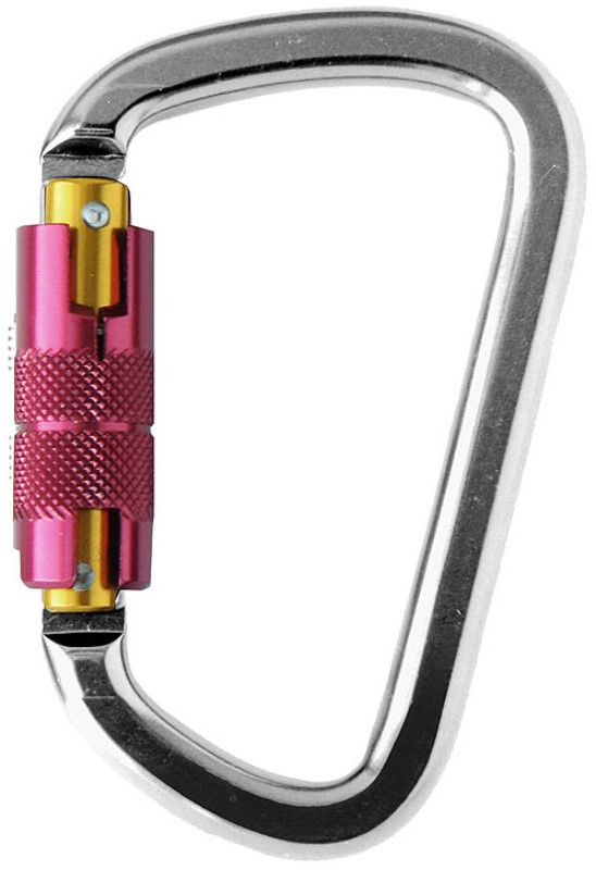 MOUSQUETON ALUMINIUM FORME EN D. MOUSQUETON ALU 1/4 DE TOUR DOUBLE ACTION HARNAISPRO.