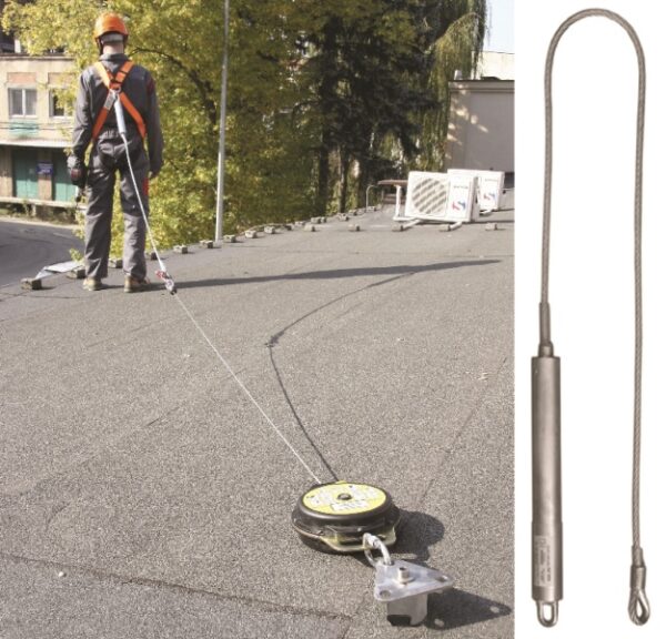 LONGE POUR UTILISATION SUR TOITURE TERRASSE A L'HORIZONTALE AVEC ENROULEUR ANTICHUTE HPCR30020. HARNAISPRO. "JAEP"