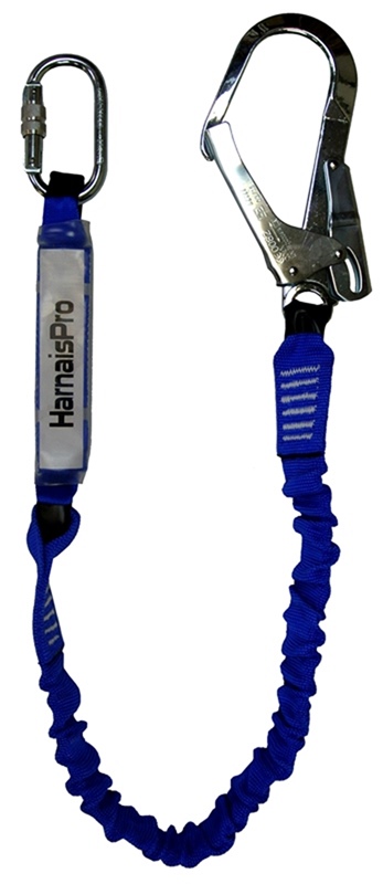 LONGE ANTICHUTE EXTENSIBLE AVEC ABSORBEUR D’ÉNERGIE INTEGRE ET CONNECTEURS. ABSORBER-I-EXT-MGO KARAM 150 HARNAISPRO.