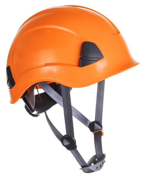 CASQUE NON VENTILE ORANGE FLUO MONTEUR / ECHAFAUDEUR / COUVREUR / ELECTROMECANIEN, JUGULAIRE 4 POINTS, REGLAGE CREMAILLIERE.