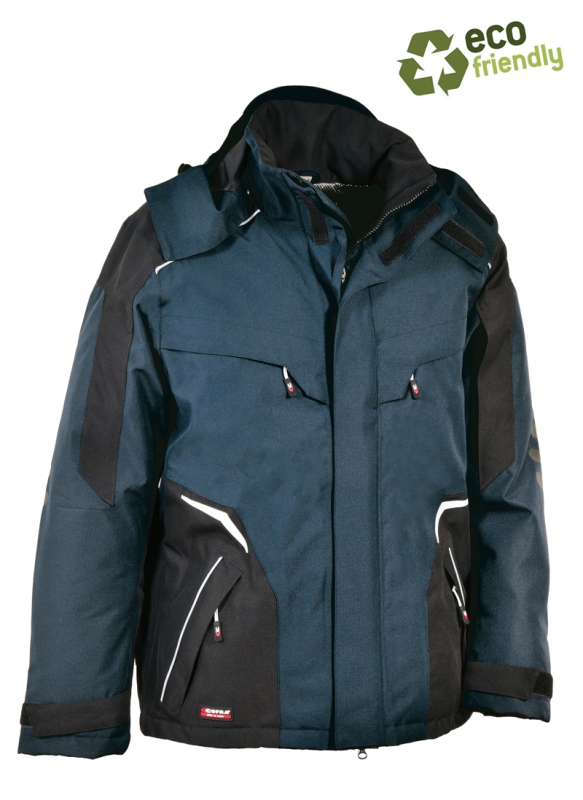 VESTE DOUBLEE ECO RESPONSABLE WINTER WORKWEAR, POLYESTER RECYCLE + MEMBRANE RESPIRANTE/ALU/PU 200 G/M². EN ISO 13688, EN 343. T42 À 62 - MARINE