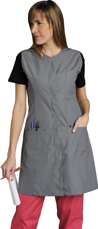 BLOUSE JADE PRESSIONS SANS MANCHES. UNI 65% POLYESTER / 35% COTON. T36/38 A 60/62 - GRIS CLAIR