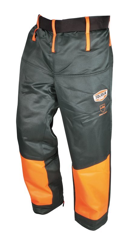 JAMBIERE BUCHERON ELAGUEUR AUTHENTIC DE PROTECTION DE SCIE A CHAINE EN 381-5 CLASSE 1 TYPE A. TAILLE UNIQUE - GRIS/ORANGE FLUO