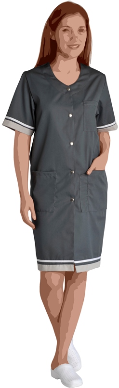 BLOUSE KALI PRESSIONS MANCHES COURTES. UNI 65% POLESTER / 35% COTON. T36/38 A 60/62 - GRIS FONCE