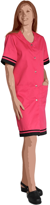 BLOUSE KALI PRESSIONS MANCHES COURTES. UNI 65% POLESTER / 35% COTON. T36/38 A 60/62 - VIEUX ROSE