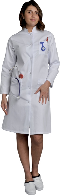 BLOUSE LAURA. PRESSIONS MANCHES TRANSFORMABLES. UNI POLYESTER / COTON. T36/38 A 60/62 - BLANC