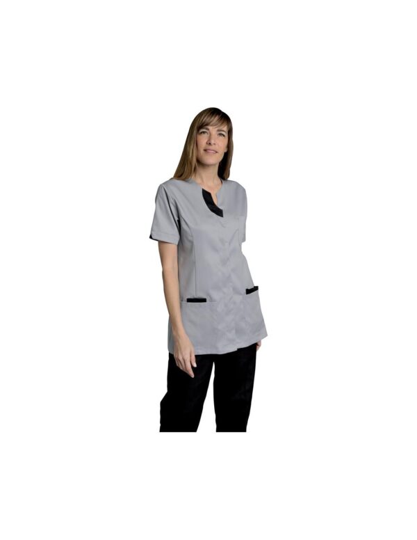 TUNIQUE LILA. PRESSIONS MANCHES COURTE ECO RESPONSABLES. UNI TENCEL / POLYESTER. T0 (36/38) à 6 (60/62) - GRIS CLAIR