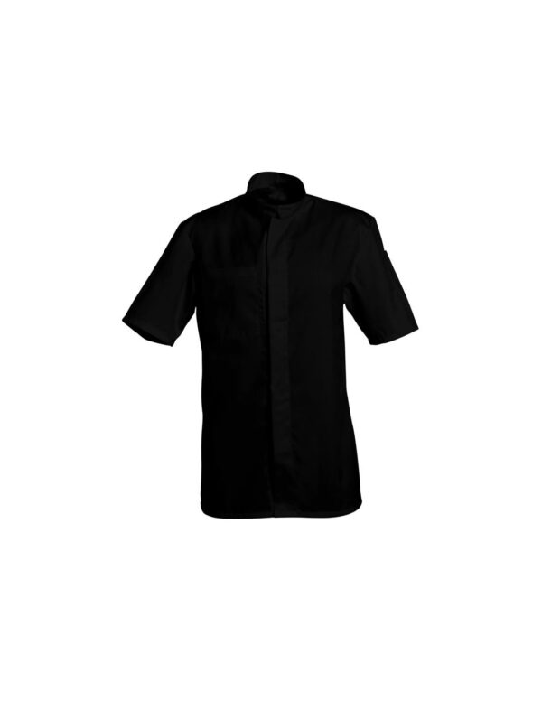 VESTE LUCAS. PRESSIONS MANCHES COURTES. UNI POLYESTER / COTON. T0 (36/38) à 6 (60/62) - NOIR