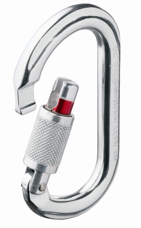 MOUSQUETON ALUMINIUM FORME OVALE. MOUSQUETON OK SCREW-LOCK PETZL.