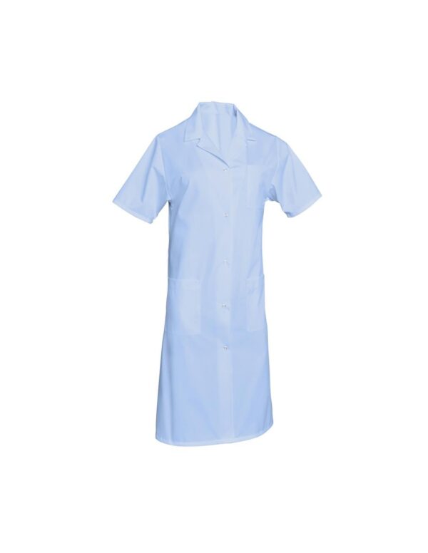 BLOUSE MADONA. PRESSIONS MANCHES COURTES. UNI POLYESTER / COTON. T0 (36/38) à 6 (60/62) - BLEU CIEL