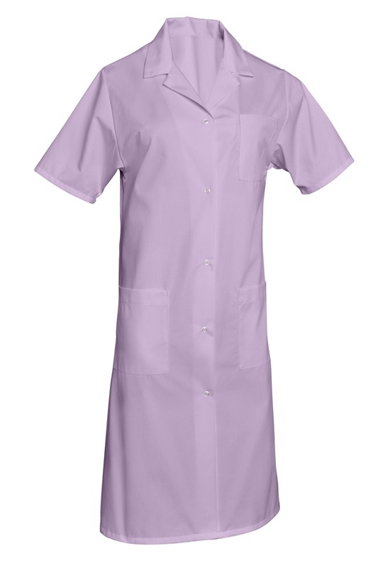 BLOUSE MADONA PRESSIONS MANCHES COURTES. UNI 65% POLYESTER / 35% COTON. T36/38 A 60/62 - LILAS