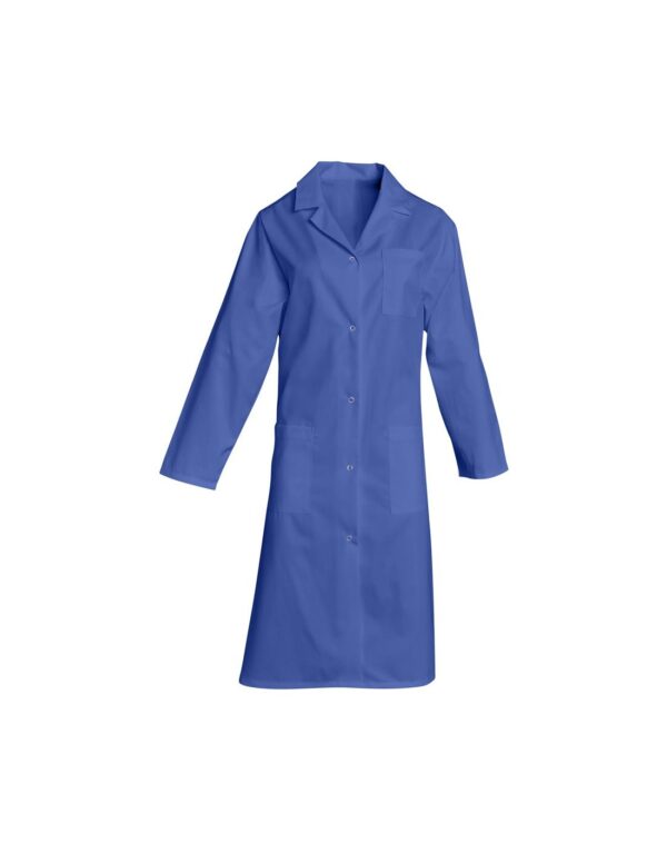 BLOUSE MADONA. PRESSIONS MANCHES LONGUES. UNI POLYESTER / COTON. T0 (36/38) à 6 (60/62) - BLEU ROI