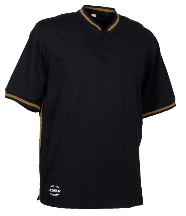 TEE-SHIRT MANCHES COURTES AVEC FERMETURE 2 BOUTONS WORKWEAR. 100% COTON, 165 G/M². TS À 4XL - NOIR