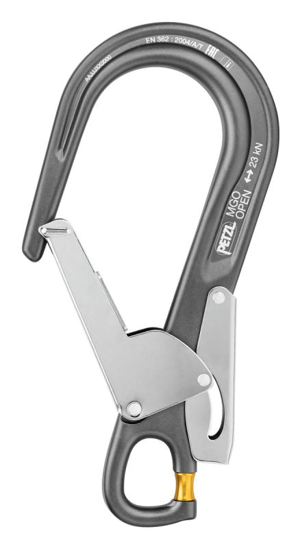 MOUSQUETON ALUMINIUM DOUBLE LINGUET. MOUSQUETON MGO OPEN 60 PETZL.