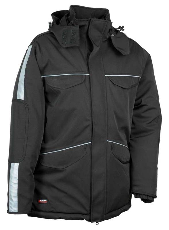 VESTE SOFTSHELL MATELASSEE HYDROFUGE WINTER WORKWEAR. SOFTSHELL 94% POLYESTER 250 G/M² + MEMBRANE COFRATEX. EN ISO 13688, EN 343. T42 À 62 - NOIR
