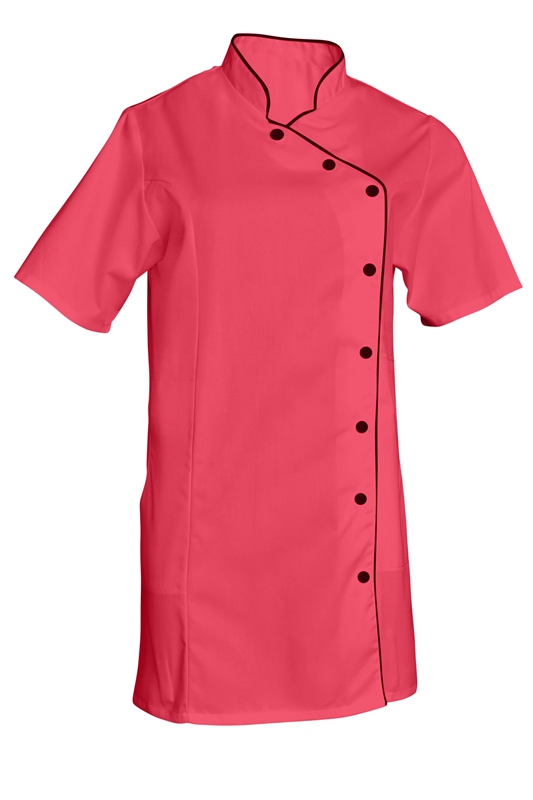 TUNIQUE ODILE. PRESSIONS MANCHES COURTES. UNI POLESTER / COTON. T36/38 A 60/62 - FUSHIA