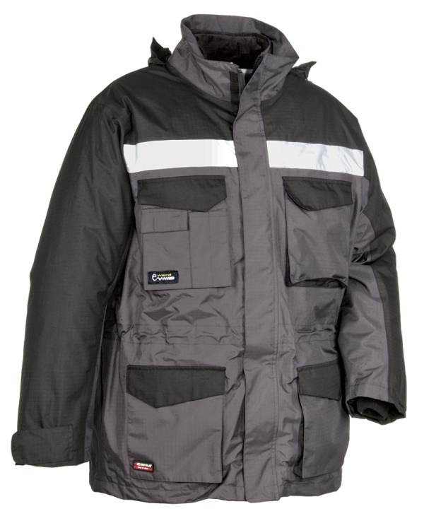 PARKA 4 EN 1 RIPSTOP WINTER WORKWEAR REFLECT. 100% POLYESTER, 375 G/M². EN ISO 13688 + EN 343 CL3.1. TS À 4XL - GRIS/NOIR