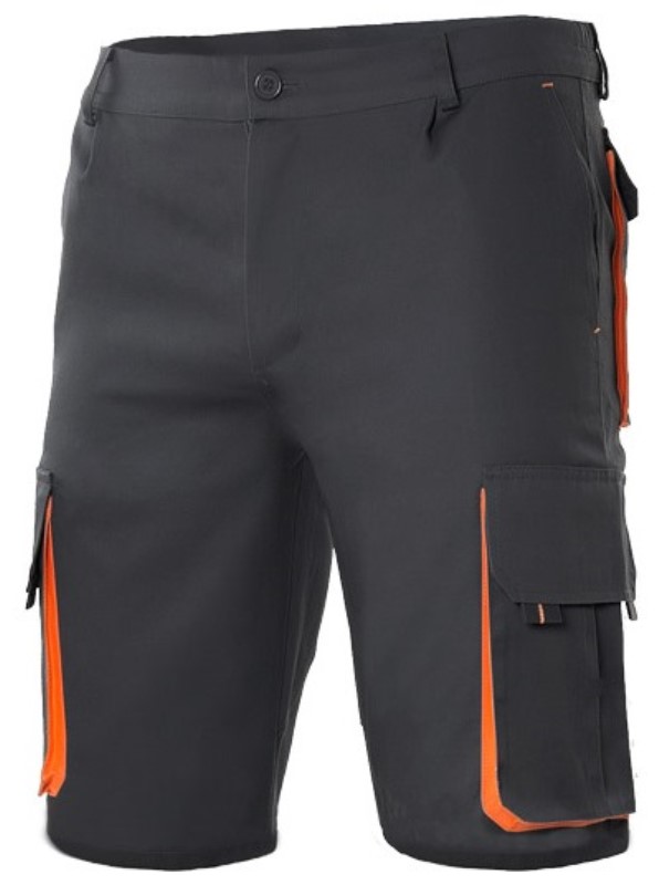 BERMUDA UNISEXE COMBI-DUO. 65% POLYESTER / 35% COTON, 190 G/M². T34 A 60 - NOIR/ORANGE