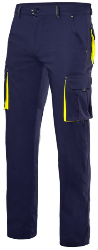 PANTALON STRETCH UNISEXE COMBI-FLUO AMBULANCIER. 46% COTON / 16% POLYESTER / 38% EMET, 240 G/M². T34 A 60 - MARINE/JAUNE FLUO