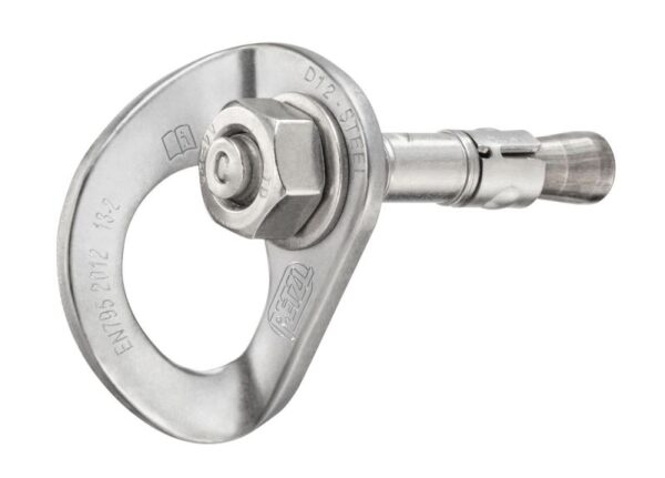 AMARRAGE (PLAQUETTE + GOUJON + ECROU) POUR ROCHER ET BETON, EN ACIER STANDARD. CŒUR BOLT STEEL PETZL. LOT DE 20.